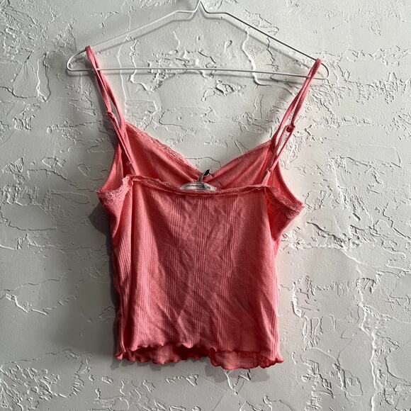 NWT BCBG pink lace cropped babydoll y2k tank top womens large bella swan - Picture 5 of 7